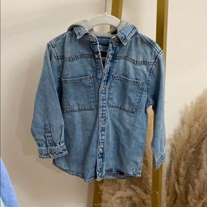 Jean button up with hood